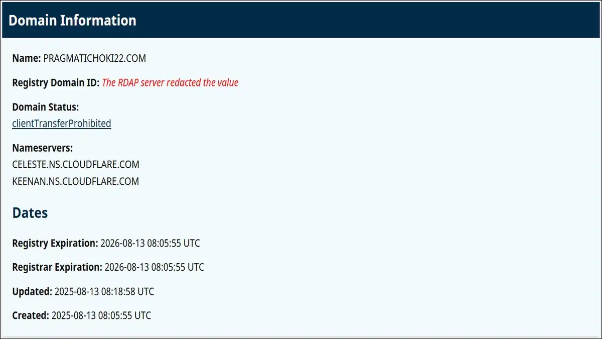 Pragmatichoki22.com Domain Registration Date by ICANN Lookup Tool