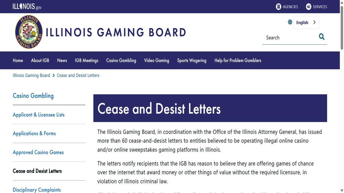 back on February 4, 2026, the Illinois Gaming Board sent Stake.us a formal cease-and-desist letter