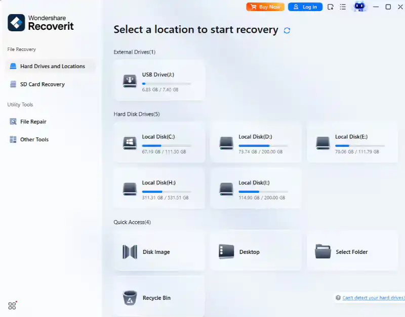 connect formatted SD card to computer and open Recoverit