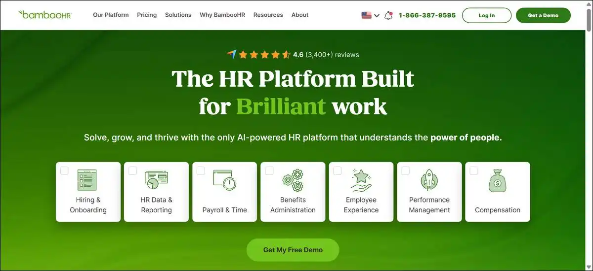 BambooHR employee records and onboarding dashboard with clean interface and self-service options