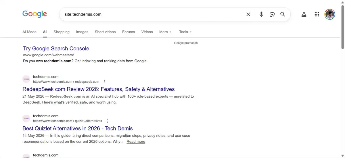 Google Search Working Operators Example