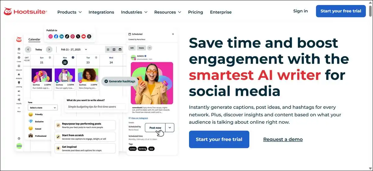 Hootsuite OwlyWriter AI and Free Caption Generator