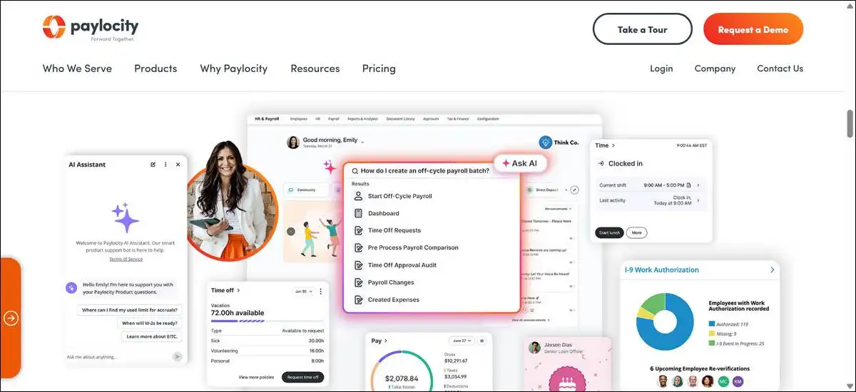 Paylocity works as a unified platform for payroll, core HR, time tracking, benefits, and analytics. It serves a lot of mid-market teams, especially in healthcare.